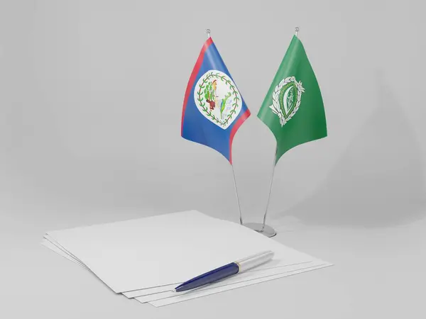 Lega Araba Bandiere Accordo Belize Sfondo Bianco Render — Foto Stock
