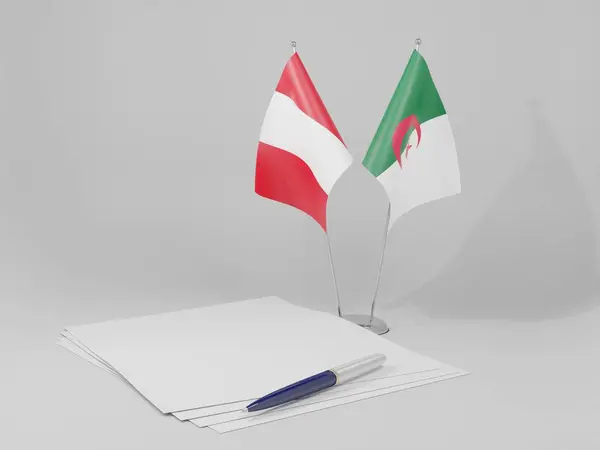 Algerien Peru Abkommen Flaggen Weißer Hintergrund Render — Stockfoto