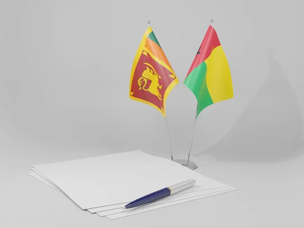 Guinee Bissau Overeenkomst Van Sri Lanka Vlaggen Witte Achtergrond Render — Stockfoto