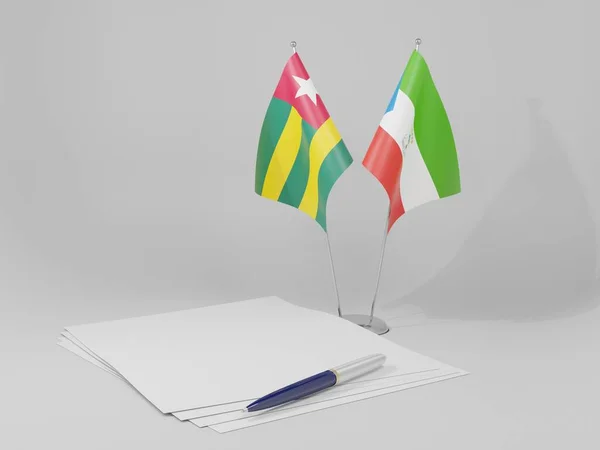 Äquatorialguinea Togo Abkommen Flaggen Weißer Hintergrund Render — Stockfoto