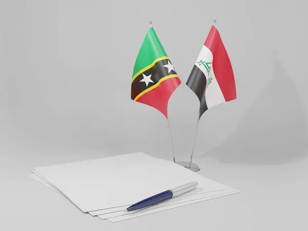 Ирак Сент Китс Невис Соглашение Флаги Белый Фон Рендер — стоковое фото