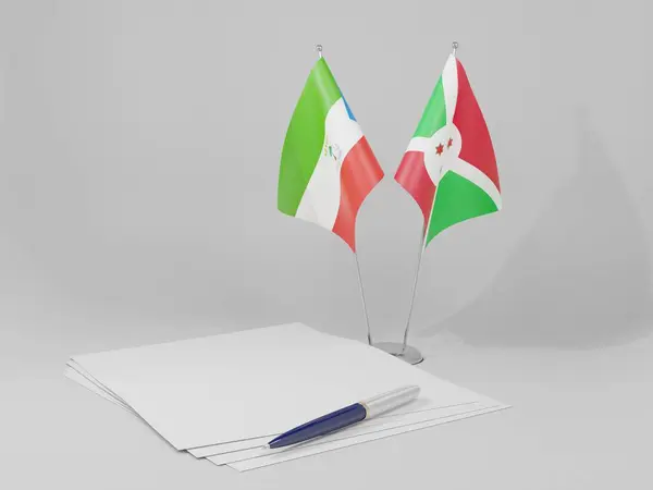 Burundi Flagi Porozumienia Gwinei Równikowej Białe Tło Render — Zdjęcie stockowe