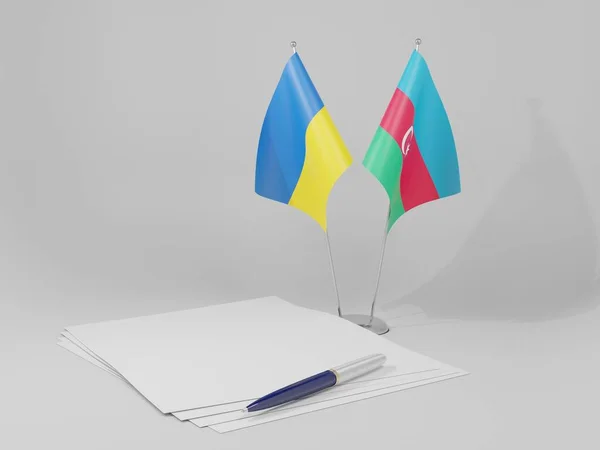 アゼルバイジャン ウクライナの合意フラグ 白の背景 3Dレンダリング — ストック写真