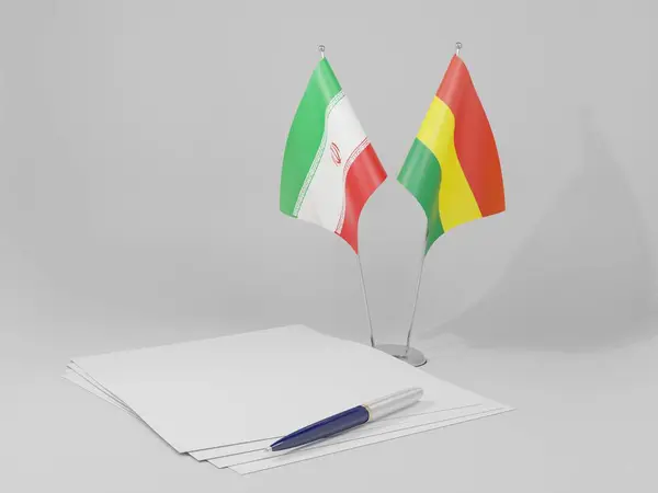 Bolívia Acordos Irã Bandeiras Fundo Branco Render — Fotografia de Stock