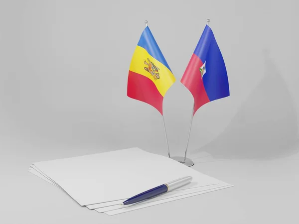 Haiti Moldova Agreement Flags White Background Render — Stock Photo, Image