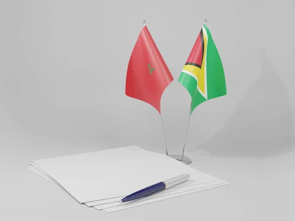 Guyana Marokko Agreement Flags White Background Render — Stok Foto