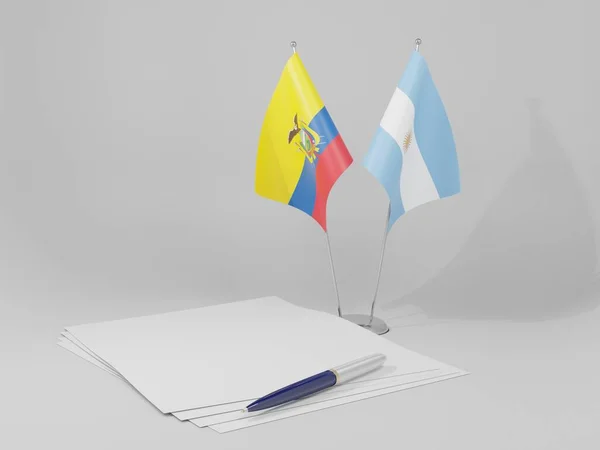 Argentina Bandiere Dell Accordo Ecuador Sfondo Bianco Render — Foto Stock