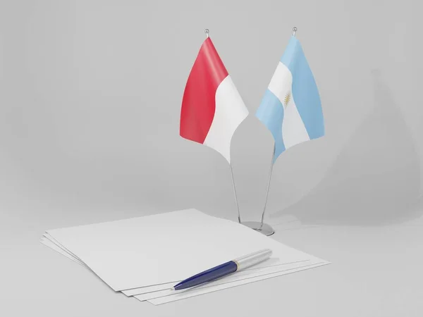 Argentina Monaco Agreement Flags White Background Render — стокове фото