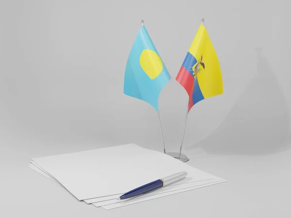 에콰도르 Palau Agreement Flags White Background Render — 스톡 사진
