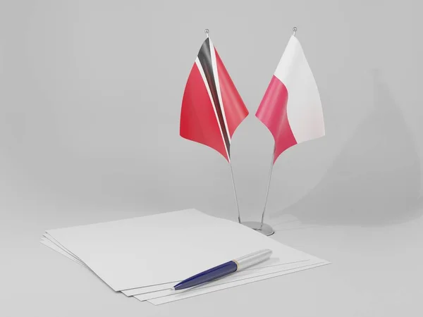 Polonia Banderas Del Acuerdo Trinidad Tobago Fondo Blanco Render —  Fotos de Stock