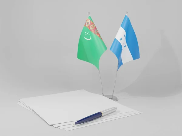 Honduras Turkmenistan Agreement Flags White Background Render — Stock Photo, Image