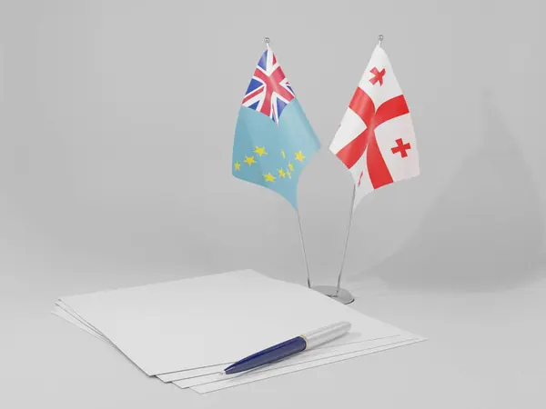 Γεωργία Σημαίες Συμφωνία Τουβαλού Λευκό Φόντο Render — Φωτογραφία Αρχείου