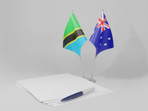 Αυστραλία Tanzania Agreement Flags Λευκό Φόντο Render — Φωτογραφία Αρχείου
