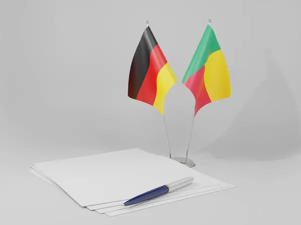 Drapeaux Accord Bénin Allemagne Fond Blanc Render — Photo