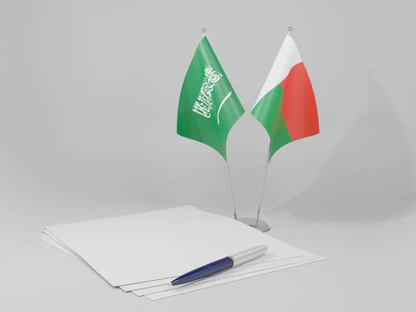 Μαδαγασκάρη Σαουδική Αραβία Συμφωνία Σημαίες Λευκό Φόντο Render — Φωτογραφία Αρχείου