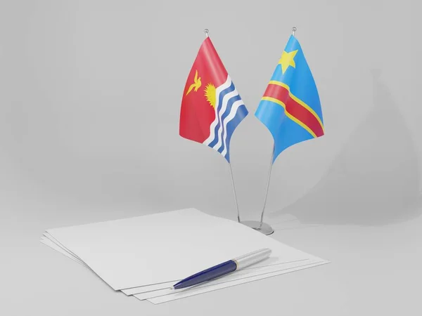 コンゴ民主共和国 キリバス合意旗 白の背景 3Dレンダリング — ストック写真