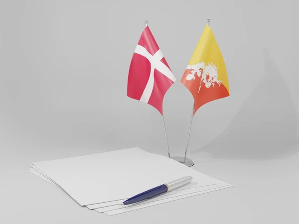 ブータン デンマークの国旗 白い背景 3Dレンダリング — ストック写真