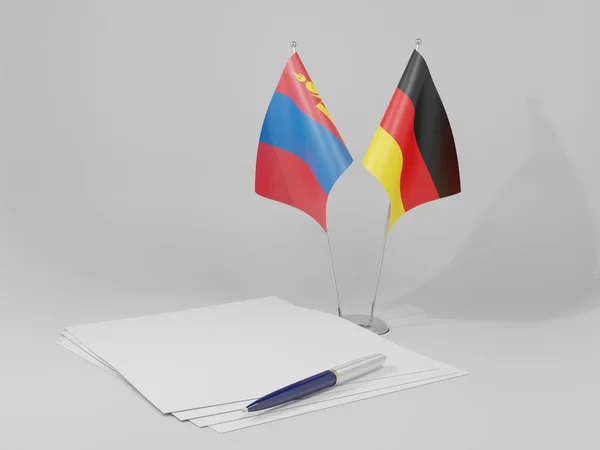 Alemanha Acordo Mongólia Bandeiras Fundo Branco Render — Fotografia de Stock