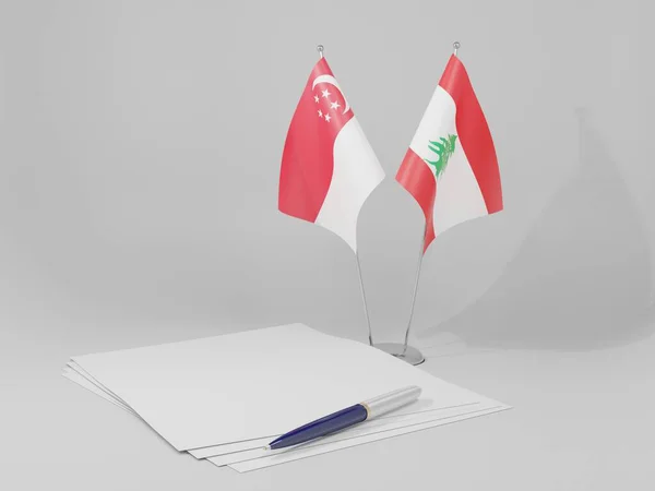 Lebanon Singapore Agreement Flags White Background Render — Stock Photo, Image