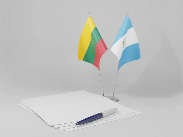 Guatemala Drapeaux Accord Lituanie Fond Blanc Render — Photo