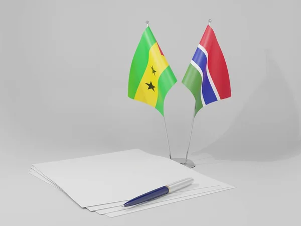 Gambia Sao Tome Principe Agreement Flags White Background Render — 스톡 사진