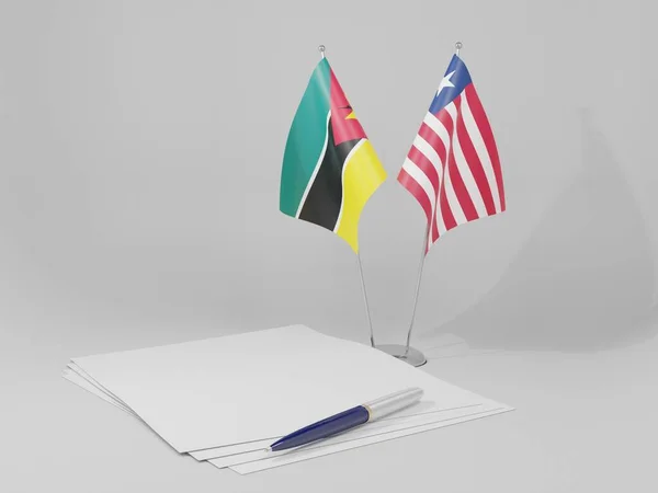 リベリア モザンビーク協定旗 白い背景 3Dレンダリング — ストック写真
