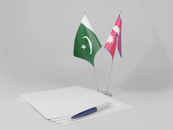 Σημαίες Της Συμφωνίας Νεπάλ Πακιστάν Λευκό Φόντο Render — Φωτογραφία Αρχείου