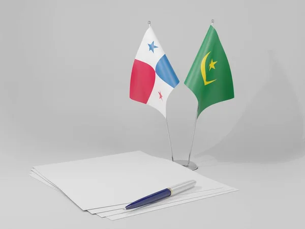 Mauritánie Panamská Dohoda Vlajky Bílé Pozadí Vykreslování — Stock fotografie