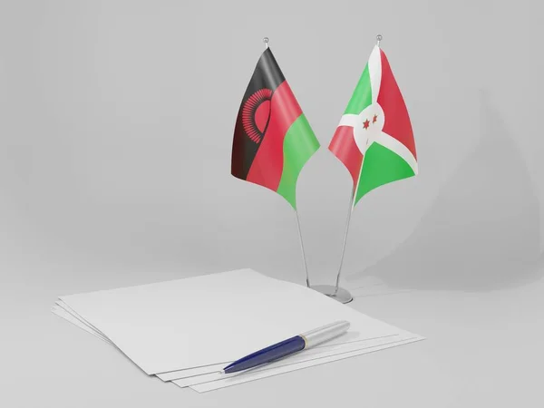 Σημαίες Της Συμφωνίας Μπουρούντι Μαλάουι Λευκό Φόντο Render — Φωτογραφία Αρχείου