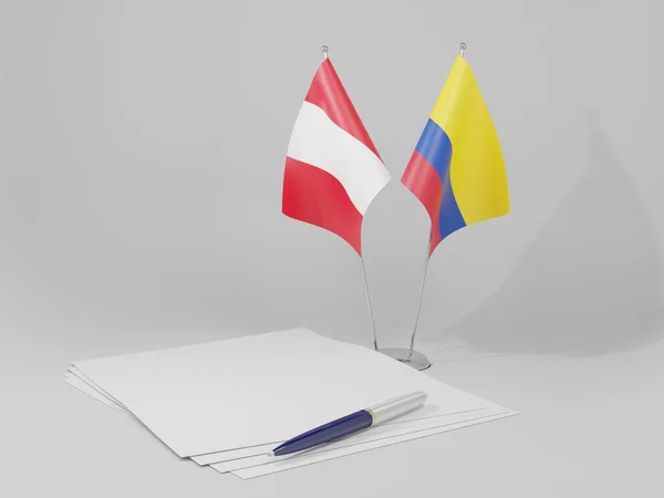 Colombia Peru Avtalet Flaggor Vit Bakgrund Render — Stockfoto