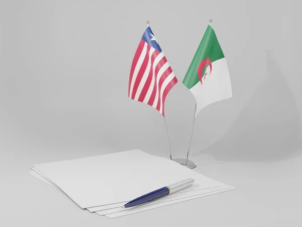 阿尔及利亚 利比里亚协定旗帜 白色背景 3D渲染 — 图库照片