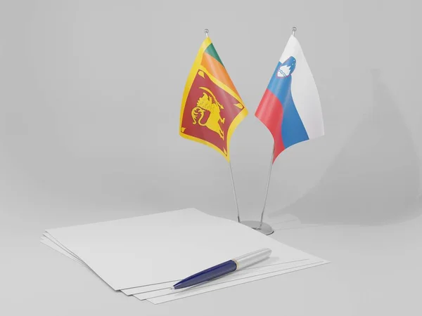 Σλοβενία Σρι Λάνκα Agreement Flags White Background Render — Φωτογραφία Αρχείου