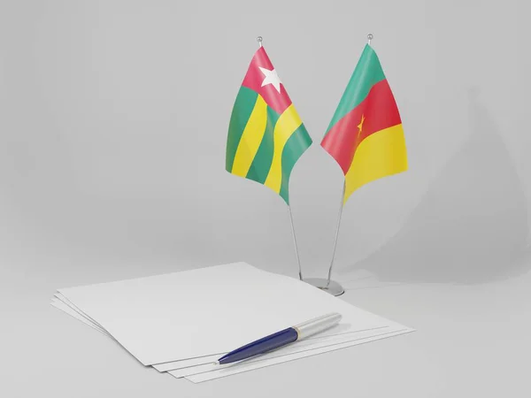 Cameroon Togo Agreement Flags White Background Render — стокове фото