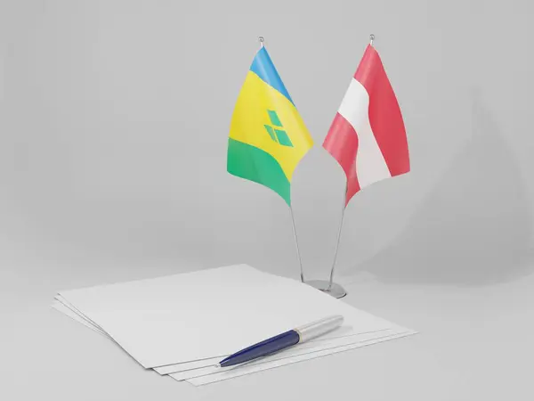 Austria Banderas Del Acuerdo San Vicente Las Granadinas Fondo Blanco — Foto de Stock