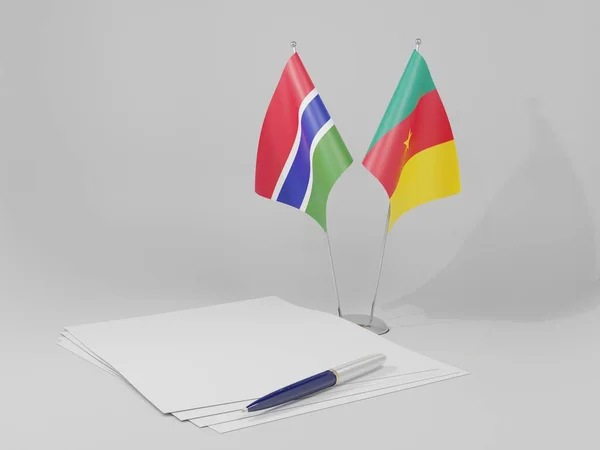 Cameroon Gambia Agreement Flags White Background Render — стокове фото