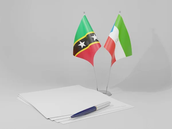 Guiné Equatorial Acordo São Cristóvão Nevis Bandeiras Fundo Branco Render — Fotografia de Stock