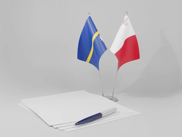 马耳他 瑙鲁协定旗帜 白色背景 3D渲染 — 图库照片