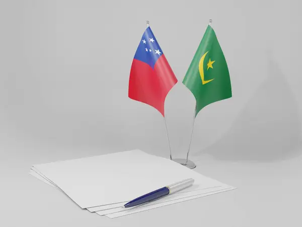 Μαυριτανία Samoa Agreement Flags White Background Render — Φωτογραφία Αρχείου