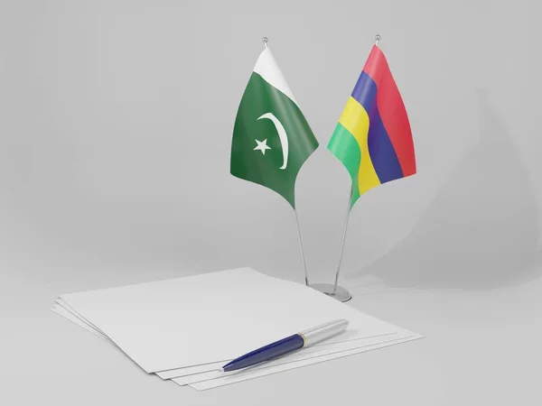 Mauritius Pakistan Agreement Flags White Background Render — Stock Photo, Image