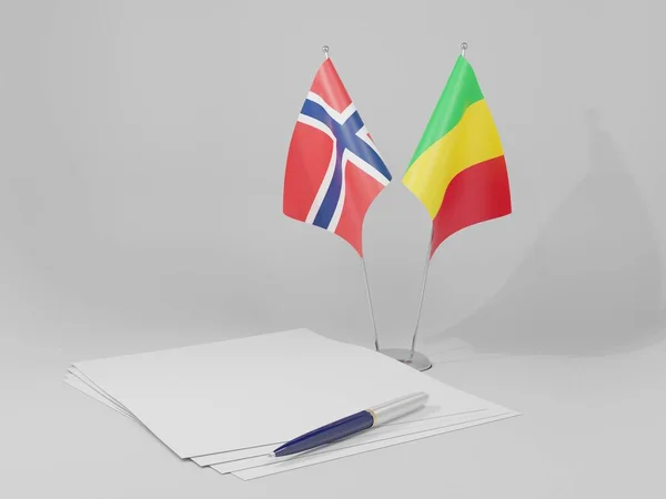 Mali Noruega Bandeiras Acordos Fundo Branco Render — Fotografia de Stock