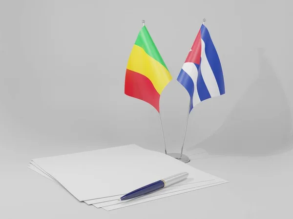 Kuba Mali Abkommen Flaggen Weißer Hintergrund Render — Stockfoto