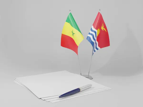 Kiribati Senegal Agreement Flags White Background Render — стокове фото