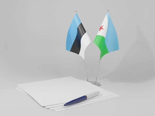 吉布提 爱沙尼亚协定旗帜 白色背景 3D渲染 — 图库照片