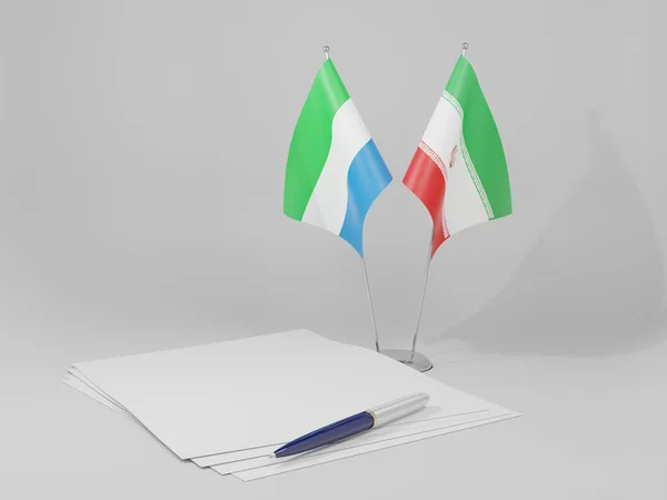 Irã Serra Leoa Acordo Bandeiras Fundo Branco Render — Fotografia de Stock