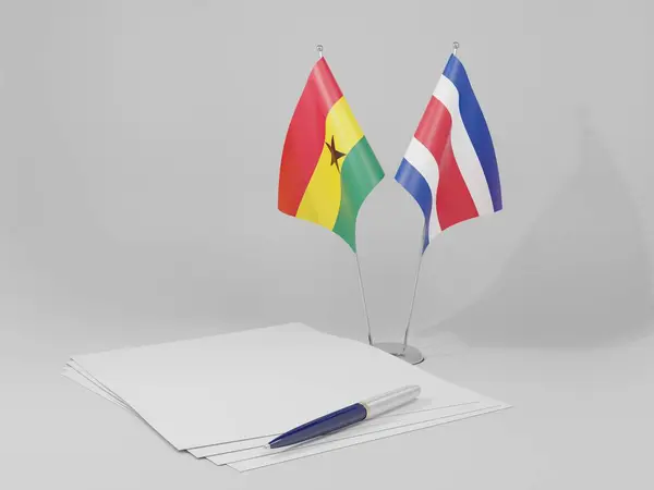Costa Rica Drapeaux Accord Ghana Fond Blanc Render — Photo