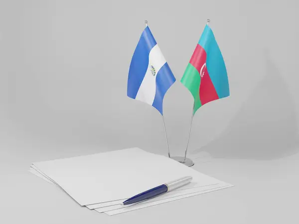 Azerbaigian Bandiere Dell Accordo Salvador Sfondo Bianco Render — Foto Stock