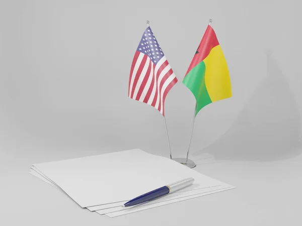 ギニアビサウ アメリカの国旗 白い背景 3Dレンダリング — ストック写真