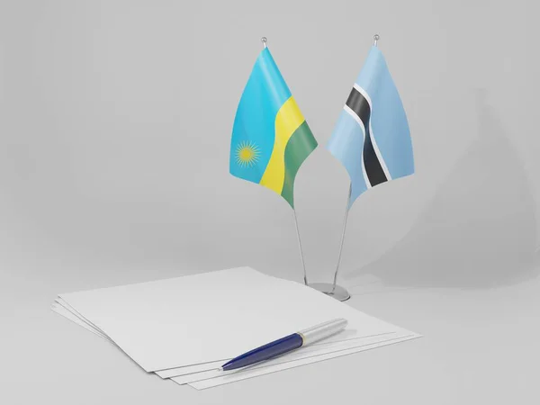ボツワナ ルワンダ協定旗 白の背景 3Dレンダリング — ストック写真