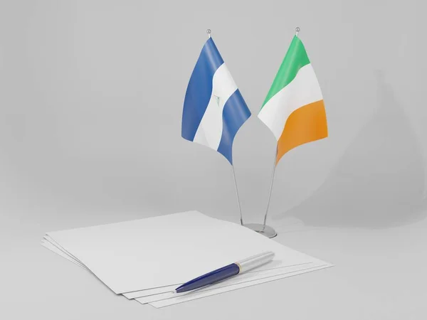 Ирландия Никарагуа Соглашение Флаги Белый Фон Рендер — стоковое фото