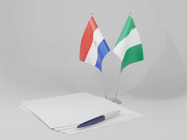 Nigeria Drapeaux Accord Paraguay Fond Blanc Render — Photo